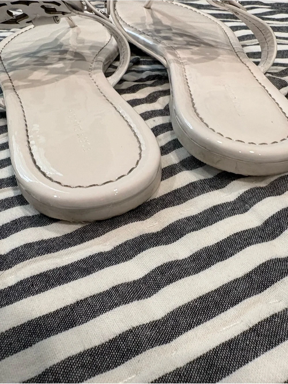Tory Burch White Miller Thong Sandals 9